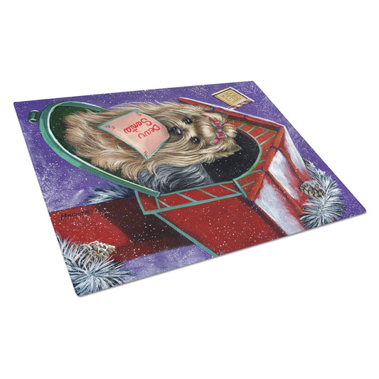 Yorkie Christmas Letter to Santa Glass Cutting Board Large PPP3140LCB
