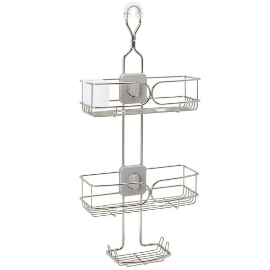 Zenna Home Metal Shower Caddy with 4-Way Adjustable Shelves, Stainless Steel