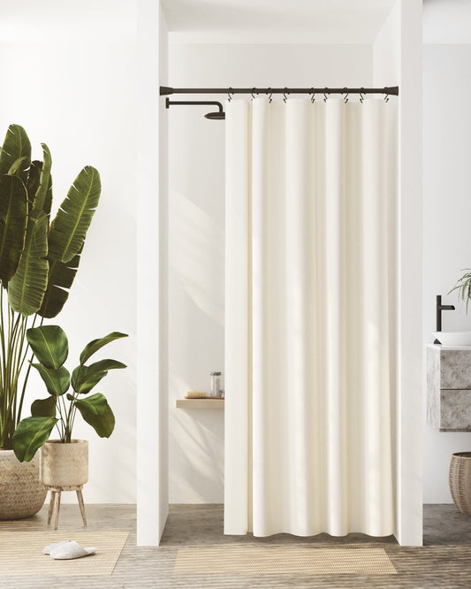 Zenna Home Recycled Cotton Waterproof Stall Shower Curtain Liner w/Anti-Draft Clips, 54"x78", Ivory