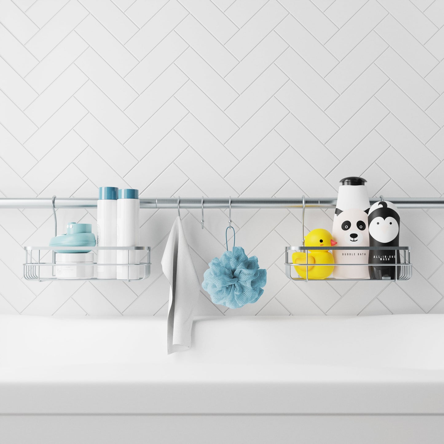 Zenna Home Organizador de Ducha de Acero para BaÃ±o, Despensa, Armario, 2 Estantes, 26 - 76 Pulgadas, Plateado