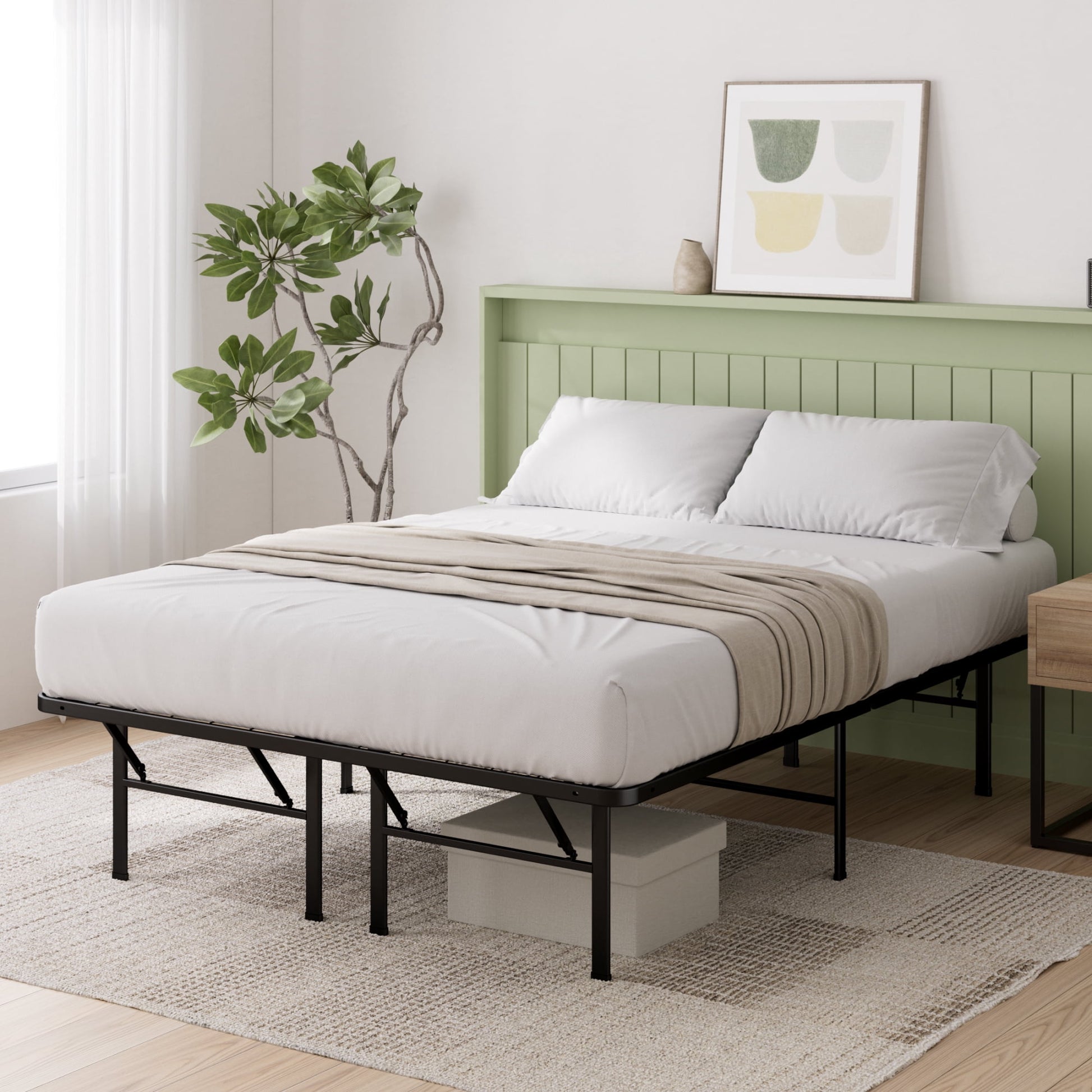 Zinus 14" Metal Smartbase Heavy-Duty Bed Frame Foundation, Adult, Full