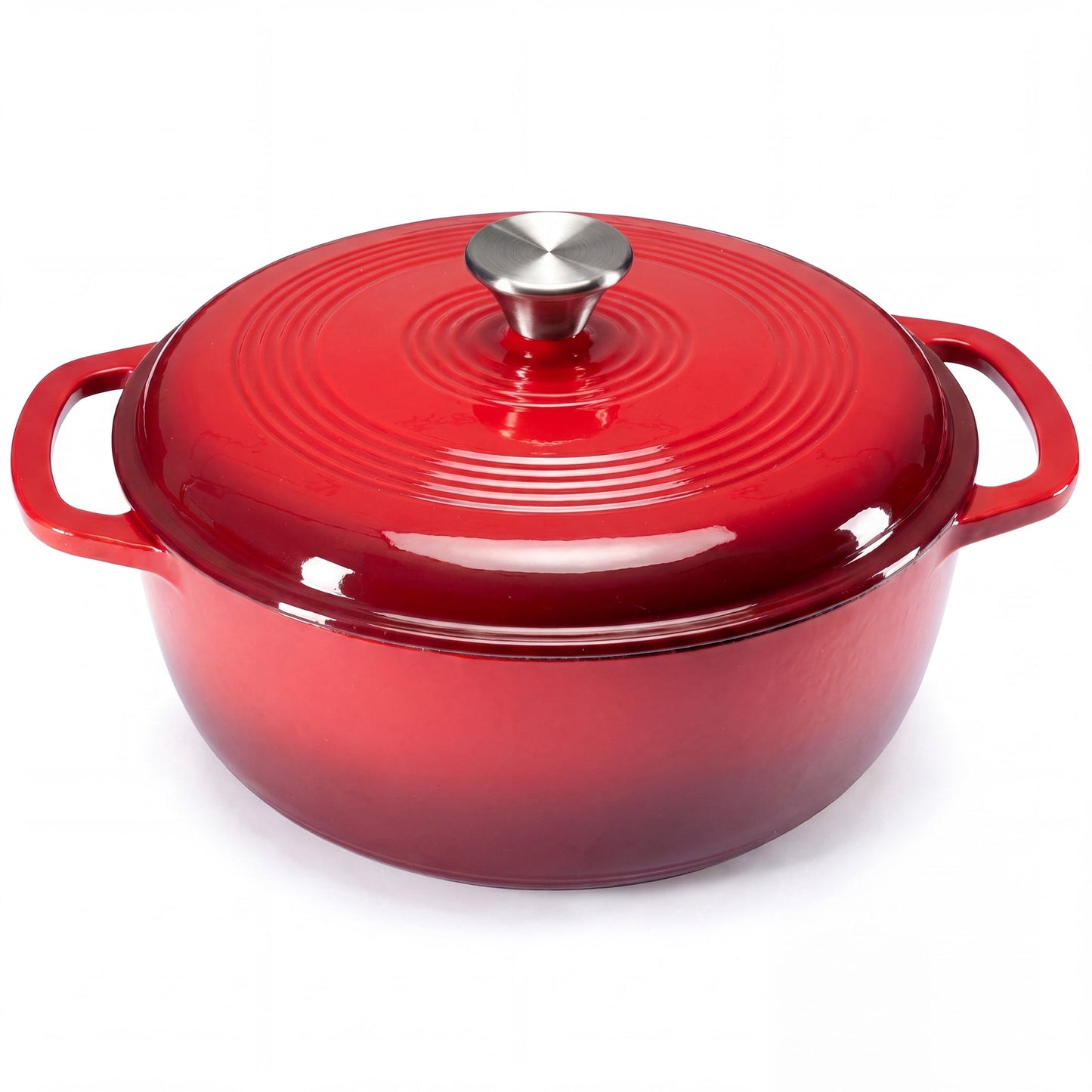 edx 6QT Enamel Cast Iron Dutch Oven with Lid, 11 Inch Heavy-Duty Non Stick Casserole Pot Safe up to 500Â° F Kitchen Essentials Bread Baking, Braising, Stews, Roasting, Red