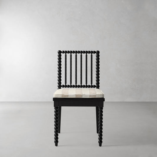 Spindle Dining Side Chair Cushion,Basketweave Cabana Stripe\, Stone,