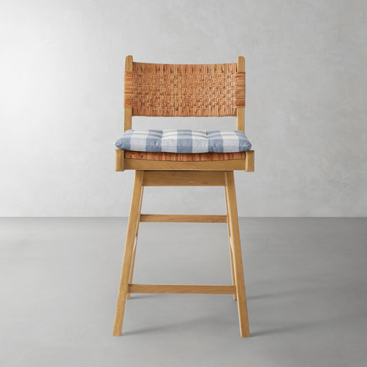 Sullivan Swivel Counter Stool Cushion,Blanche Buffalo Check\, Light Blue,