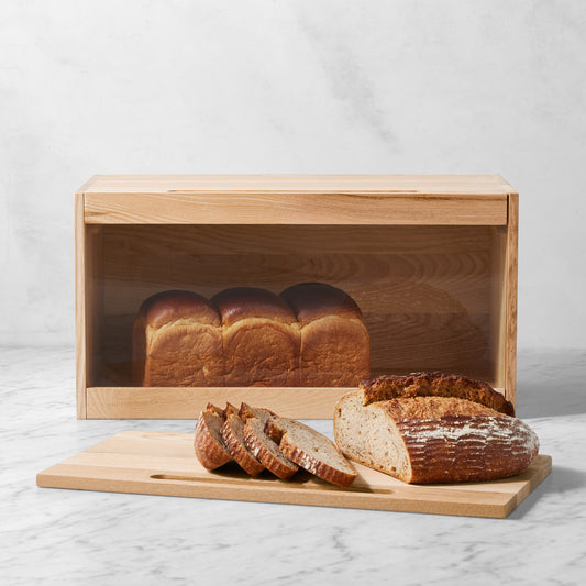 Hold Everything Wooden Bread Box,Ashwood,