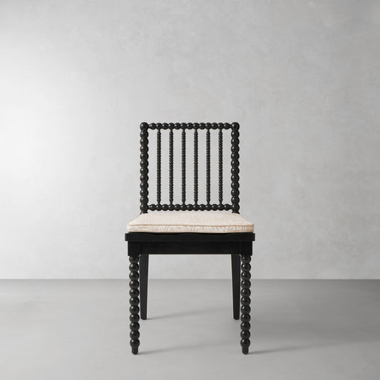 Spindle Dining Side Chair Cushion,Morris & Co.\, Larkspur Natural with Flax Piping,
