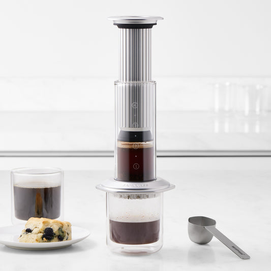 AeroPress Premium Glass Coffee Press,Silver,