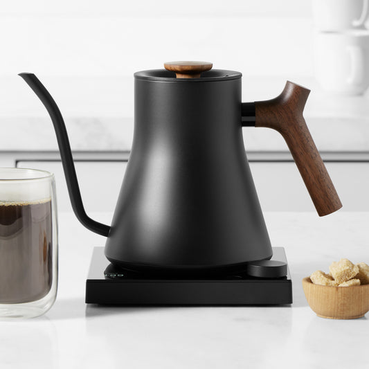 Fellow Stagg EKG Pro Studio Electric Kettle,Matte Black with Walnut Handle,
