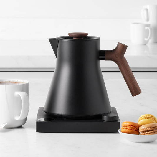 Fellow Corvo EKG Pro Electric Kettle,Matte Black with Walnut Handle,