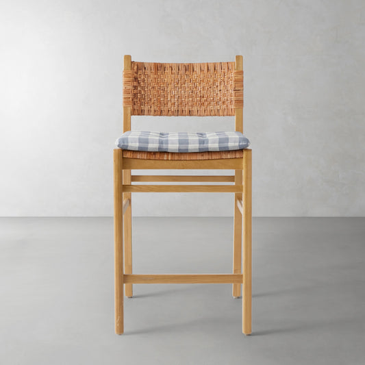 Sullivan Counter Stool Cushion,Blanche Buffalo Check\, Light Blue,