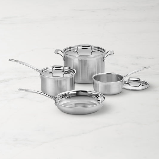 Cuisinart MultiClad Pro Tri-Ply Stainless-Steel 7-Piece Cookware Set,,