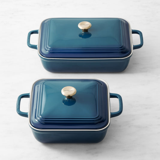 Le Creuset San Francisco Stoneware Covered Baker, Set of 4,Agave,