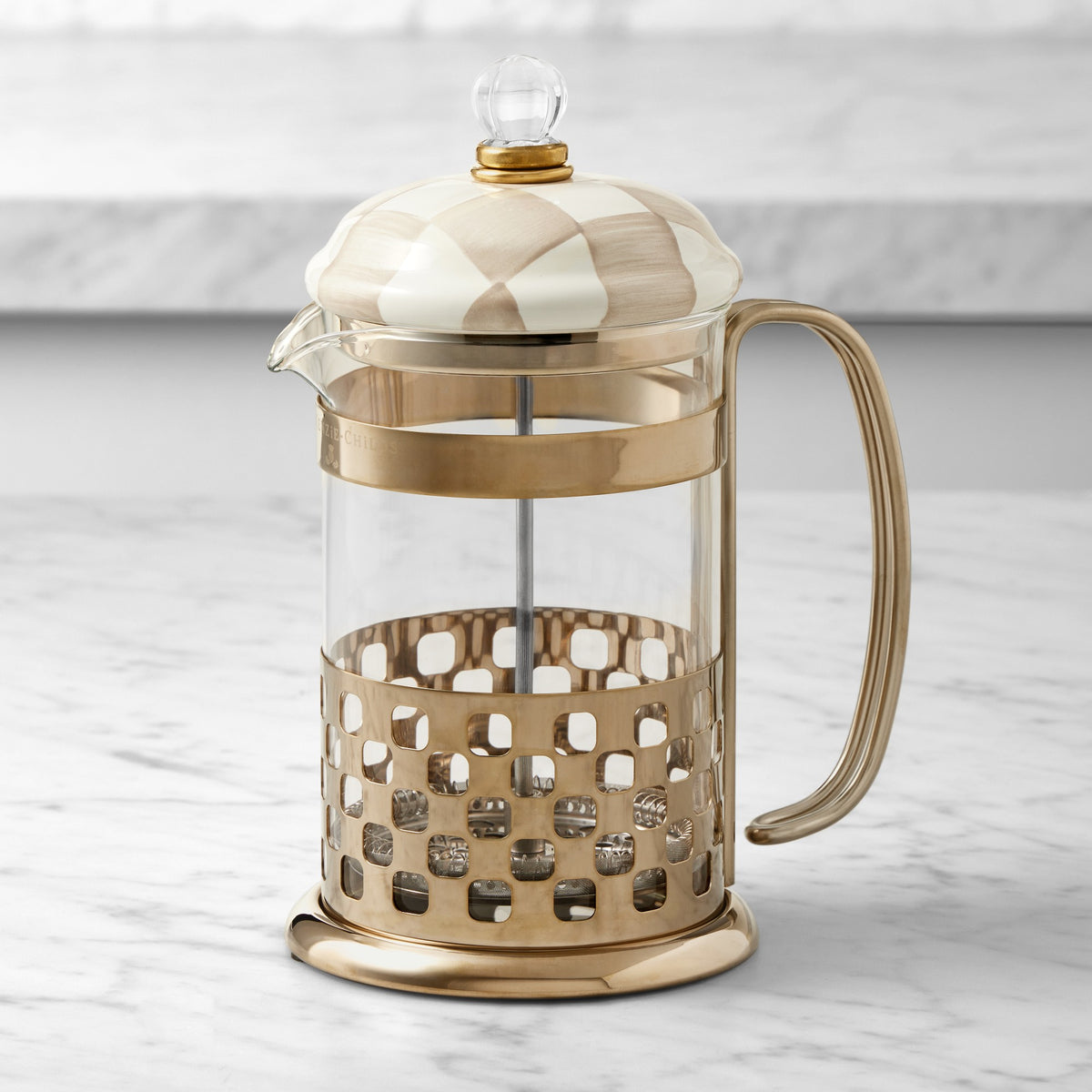 MacKenzie-Childs Mocha Check French Press,,WSNOADS