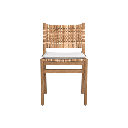 Sullivan Side Chair Cushion,Sunbrella Performance Canvas\, White with Flax Piping,