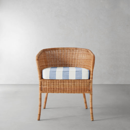 Topanga Armchair Cushion,Basketweave Cabana Stripe\, Blue,
