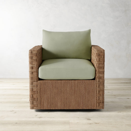 Lisbon Barrel Back Swivel Chair Cushion,Sunbrella Performance Canvas\, Sage,