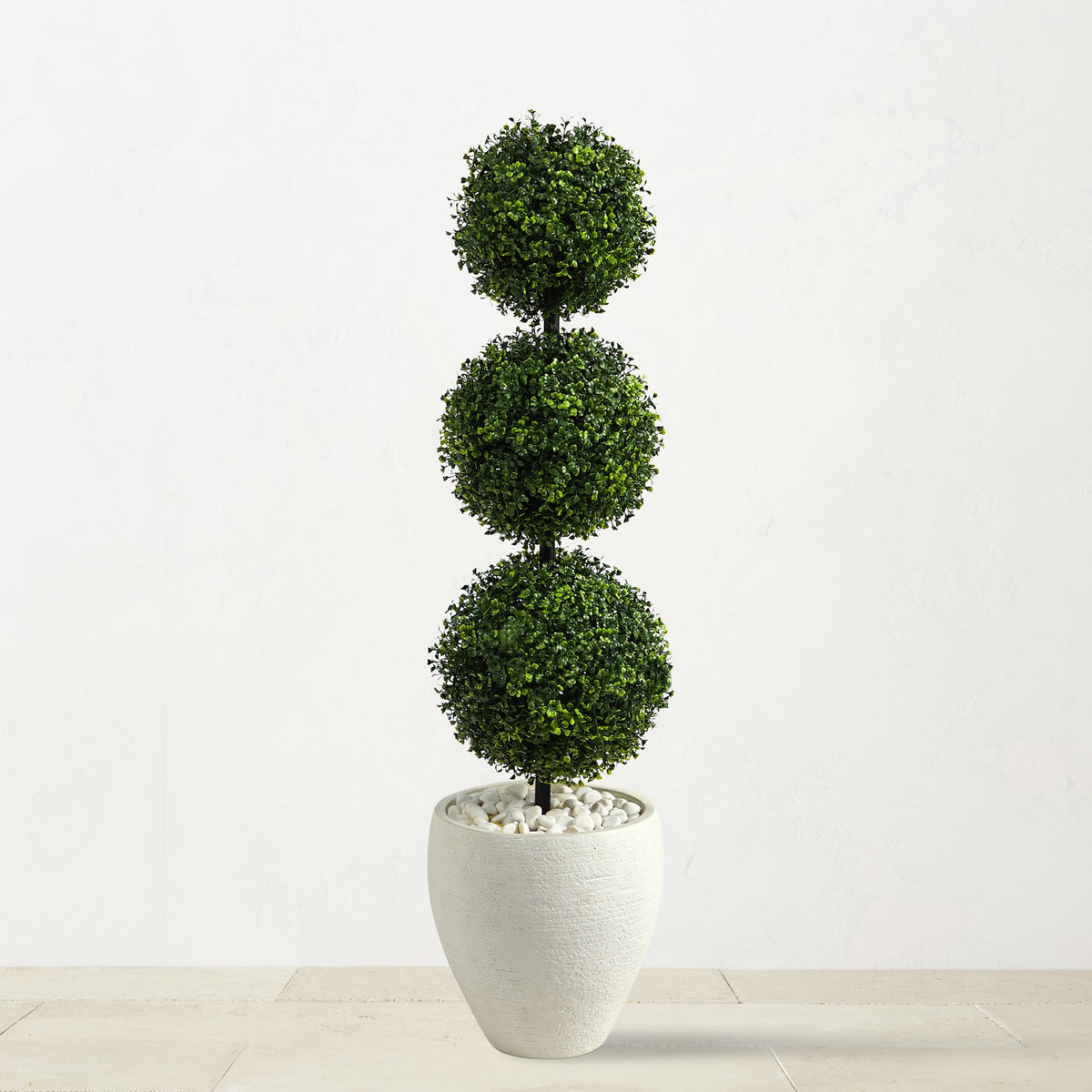 Faux Triple Ball Boxwood Topiary, 42",WSNOADS,Boxwood Shrubs & Topiaries