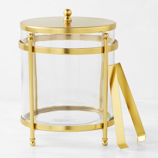 Antique Brass and Glass Ice Bucket,WSNOADS,Drink Dispensers\, Pitchers & Buckets