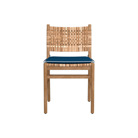 Sullivan Side Chair Cushion,Sunbrella Performance Canvas\, Denim Blue with Light Blue Piping,
