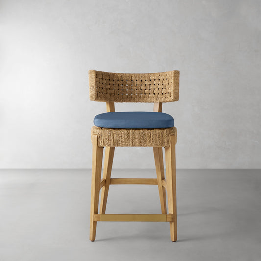 Santorini Counter Stool Cushion,Sunbrella Performance Canvas\, Denim,