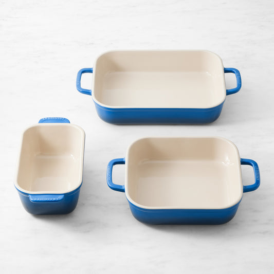 Le Creuset San Francisco Stoneware Open Baker, Set of 3,Lapis,