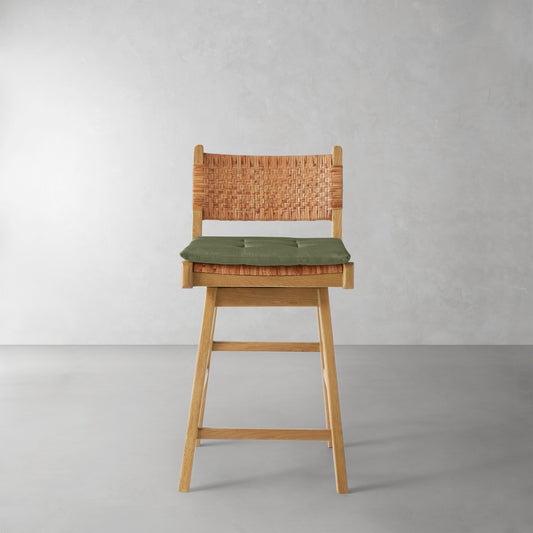 Sullivan Swivel Counter Stool Cushion,Sunbrella Performance Canvas\, Fern,