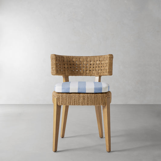 Santorini Side Chair Cushion,Basketweave Cabana Stripe\, Blue,