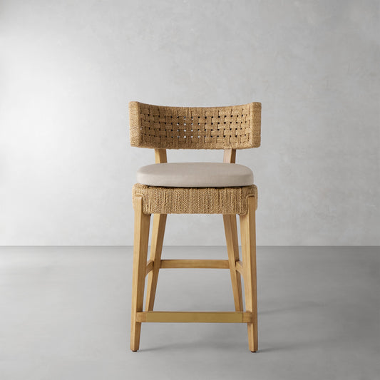 Santorini Counter Stool Cushion,Sunbrella Performance Canvas\, Flint,