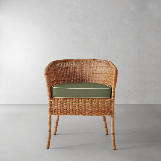Topanga Armchair Cushion,Sunbrella Performance Canvas\, Fern with Sage Piping,