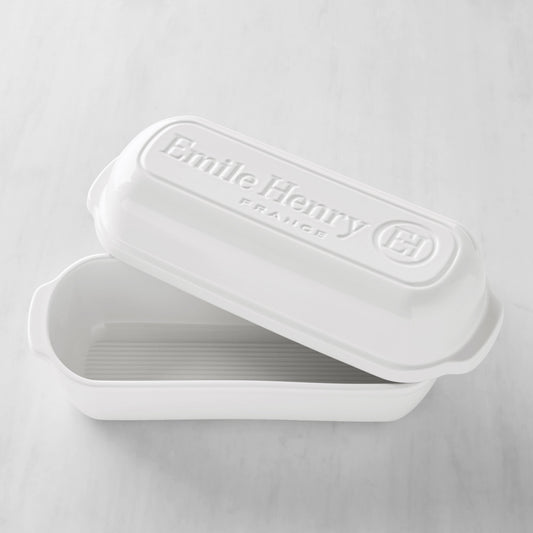 Emile Henry French Ceramic Italian Bread Loaf Baker,white,