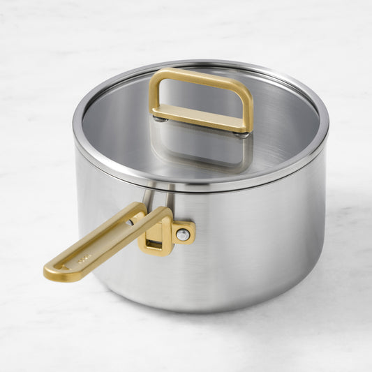 GreenPan Stanley Tucci Stainless-Steel Saucepan,Gold,4-Qt.