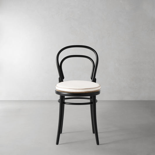 Ton 14 Side Chair Cushion,Sunbrella Performance Canvas\, White with Flax Piping,
