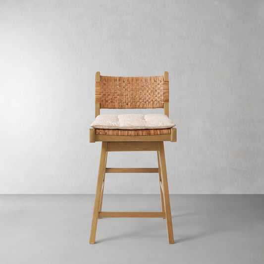 Sullivan Swivel Counter Stool Cushion,Morris & Co.\, Larkspur Natural with Flax Piping,