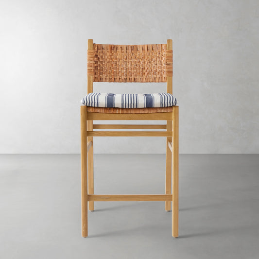 Sullivan Counter Stool Cushion,Georgia Stripe\, Navy,