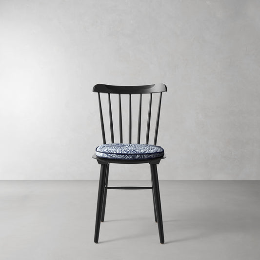 Ton Ironica Side Chair Cushion,Morris & Co.\, Larkspur Blue with Navy Piping,