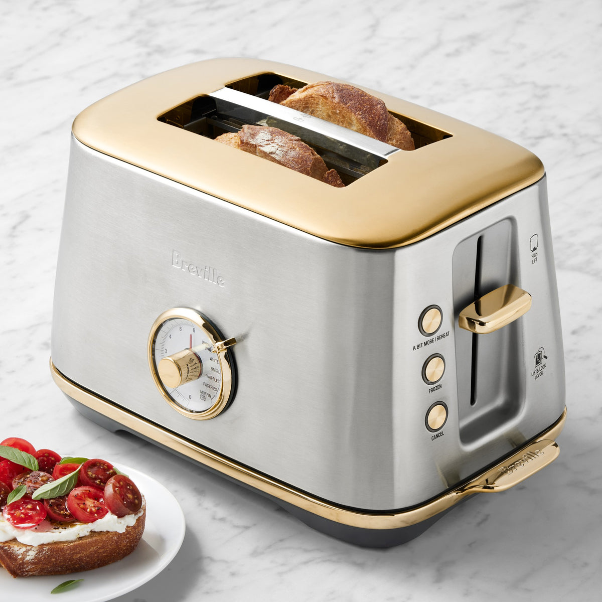 Breville Toast Select Luxe 2-Slice Toaster, Stainless Steel & Brass,,
