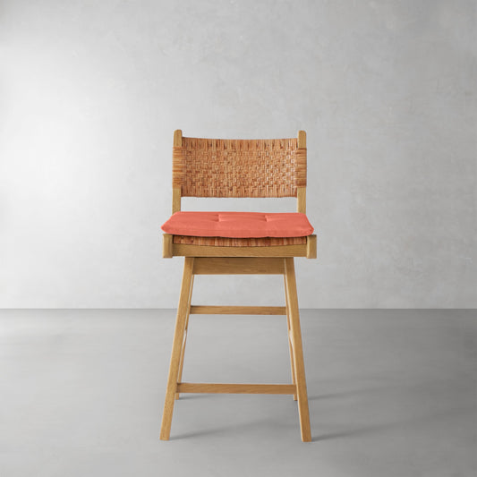 Sullivan Swivel Counter Stool Cushion,Sunbrella Performance Canvas\, Persimmon,