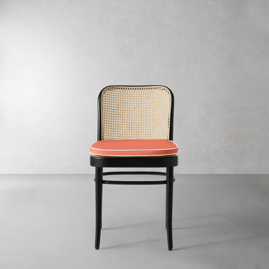 Ton 811 Side Chair Cushion,Sunbrella Performance Canvas\, Persimmon with White Piping,