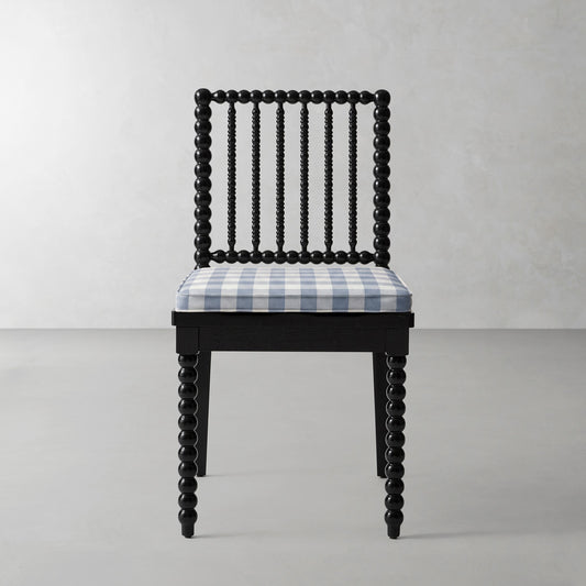 Spindle Dining Side Chair Cushion,Blanche Buffalo Check\, Light Blue,