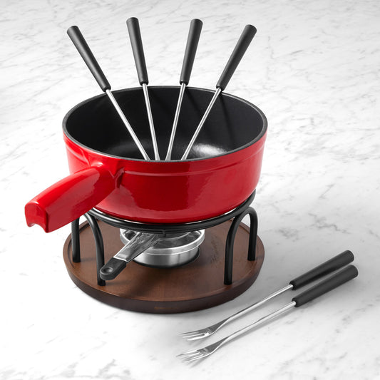 Swissmar Ticino Cast Iron Fondue Pot,Red,