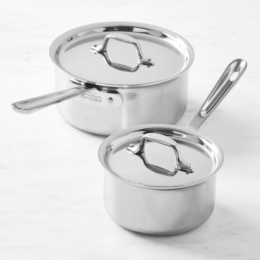 All-Clad D3 Tri-Ply Stainless-Steel Saucepan Set, 1.5 & 3-Qt.,,WSNOADS