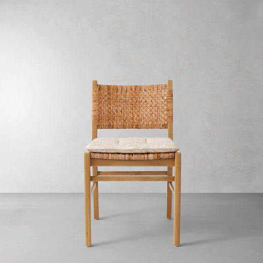 Sullivan Side Chair Cushion,Morris & Co.\, Larkspur Natural with Flax Piping,