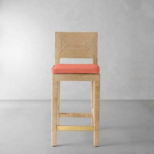 Point Reyes Counter Stool Cushion,Sunbrella Performance Canvas\, Persimmon,