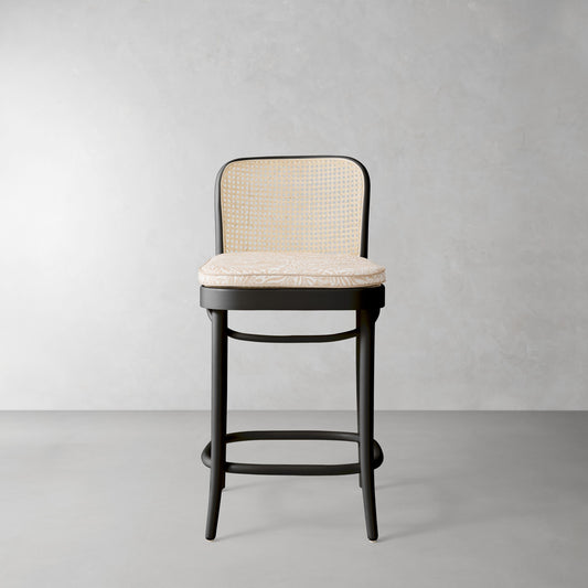 Ton 811 Counter Stool Cushion,Morris & Co.\, Larkspur Natural with Flax Piping,