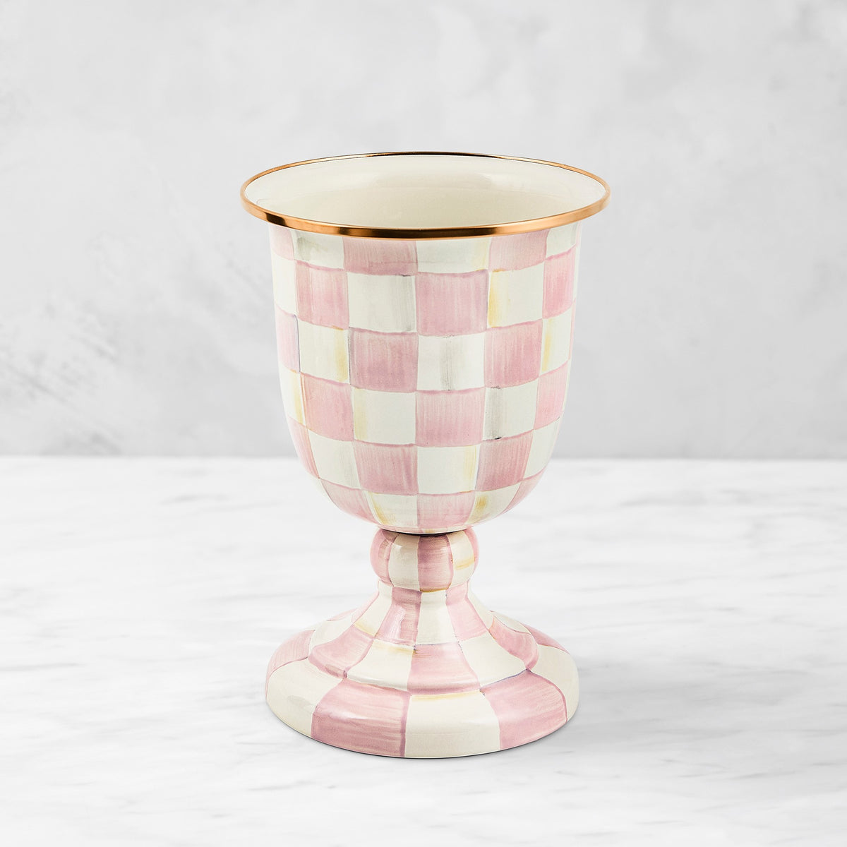 MacKenzie-Childs Rosy Check Pedestal Vase,,WSNOADS