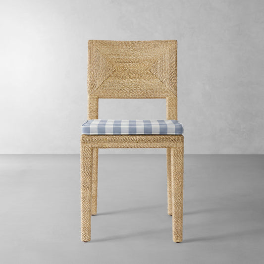 Point Reyes Side Chair Cushion,Blanche Buffalo Check\, Light Blue,