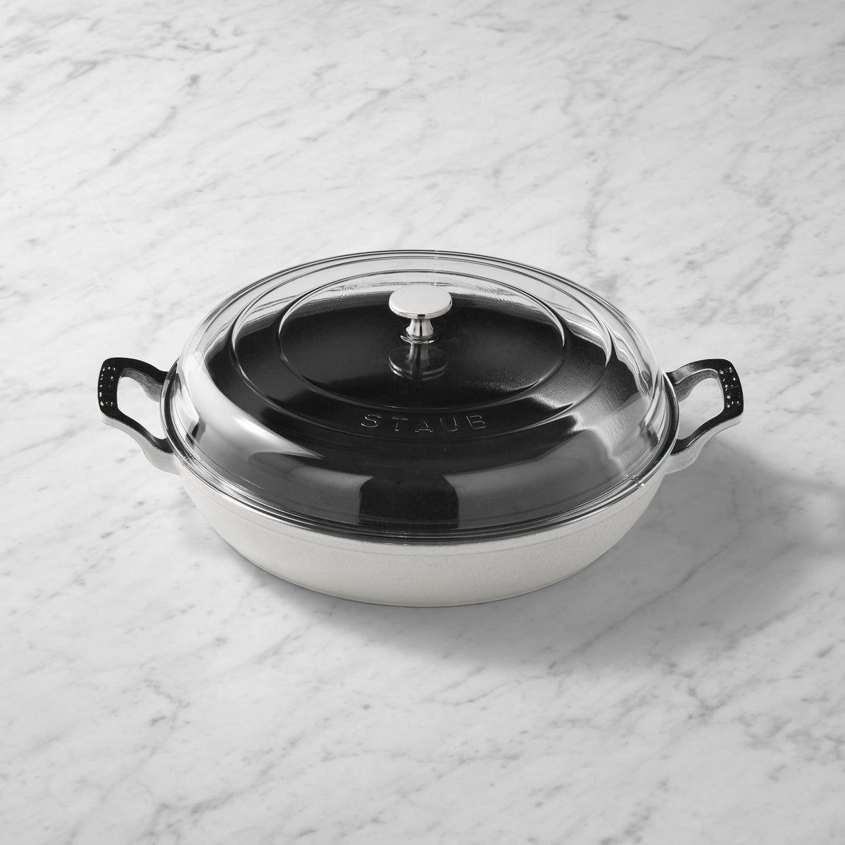 Staub Enameled Cast Iron Everything Braiser, 3.5-Qt.,Truffle White,