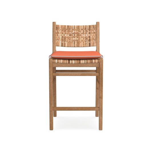 Sullivan Counter Stool Cushion,Sunbrella Performance Canvas\, Persimmon with White Piping,