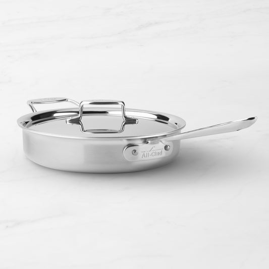 All-Clad D5 Brushed Stainless-Steel Covered Sauté Pan, 3-Qt.,,