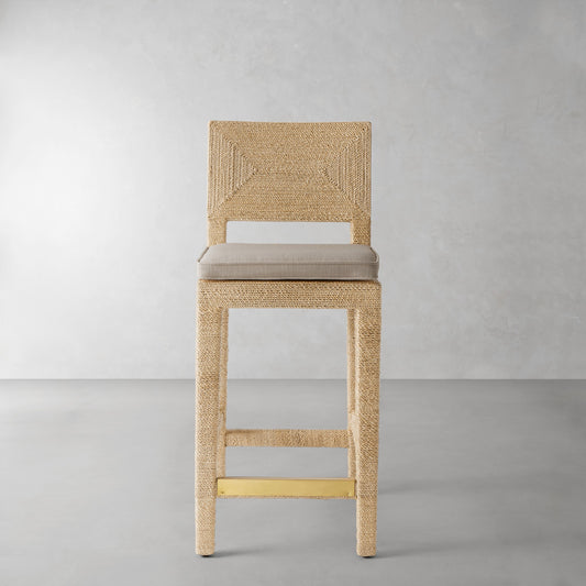 Point Reyes Counter Stool Cushion,Sunbrella Performance Canvas\, Flint,